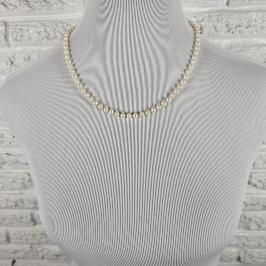 Vintage Gold Tone Filigree Clasp Faux Pearl Necklace 19" Knotted Classic N16E