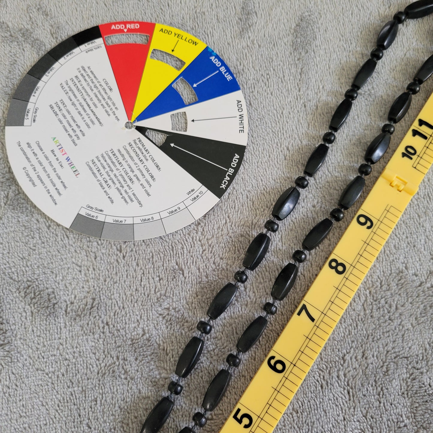 Black Matte Bead Necklace 24" Long Graduated Boho Statement Strand N5E
