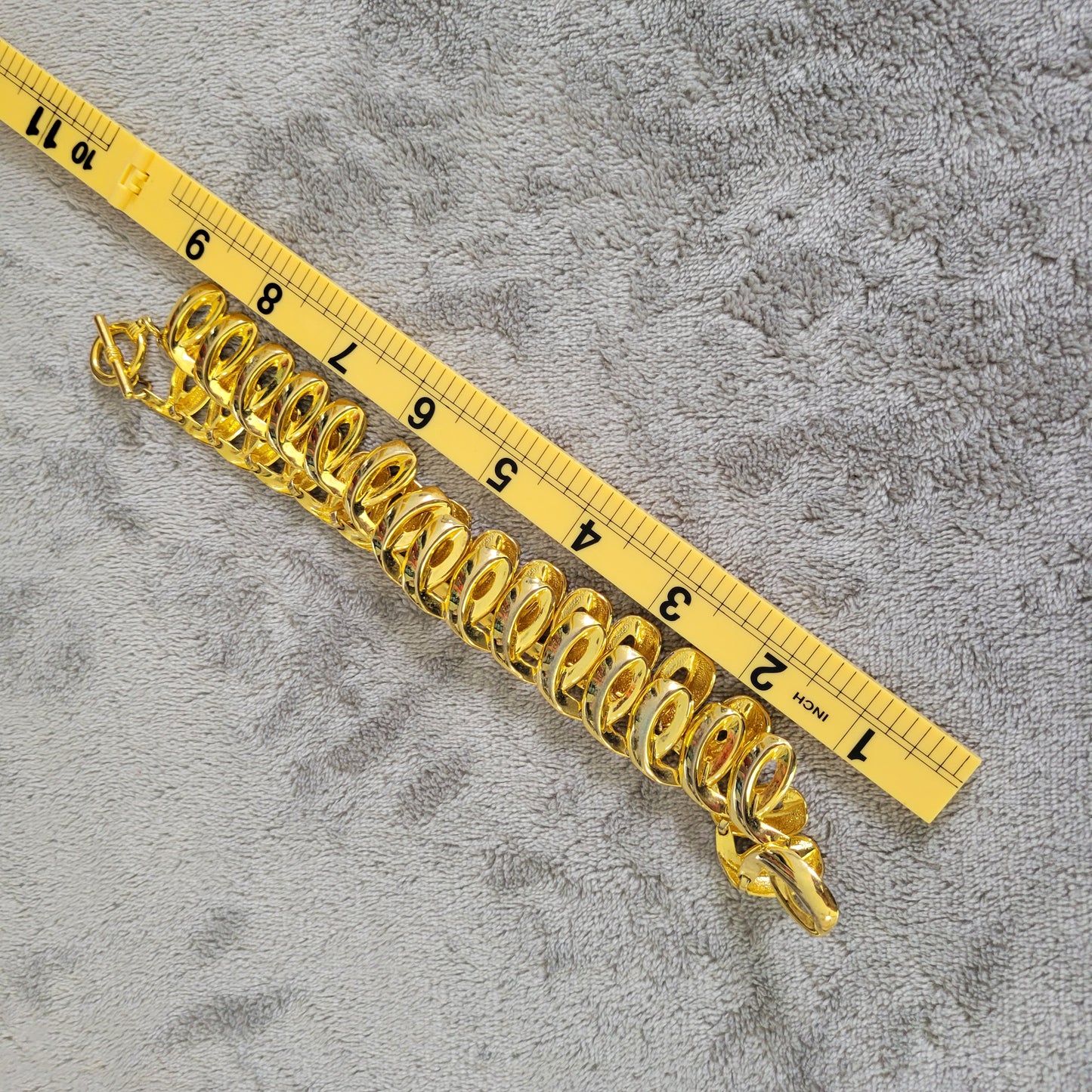 Vintage Chunky Gold Tone Scroll Link Choker Necklace Bold Statement N4E