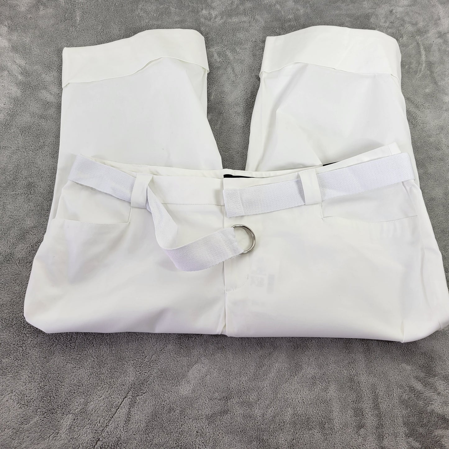 Venezia Lane Bryant White Capri Pants Plus Size 22 Belted Cotton Stretch CAP42E