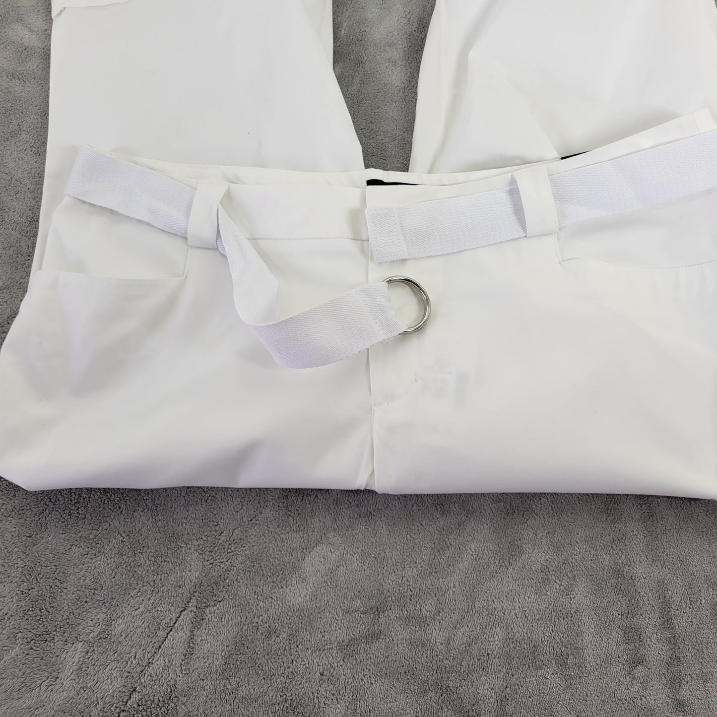 Venezia Lane Bryant White Capri Pants Plus Size 22 Belted Cotton Stretch CAP42E