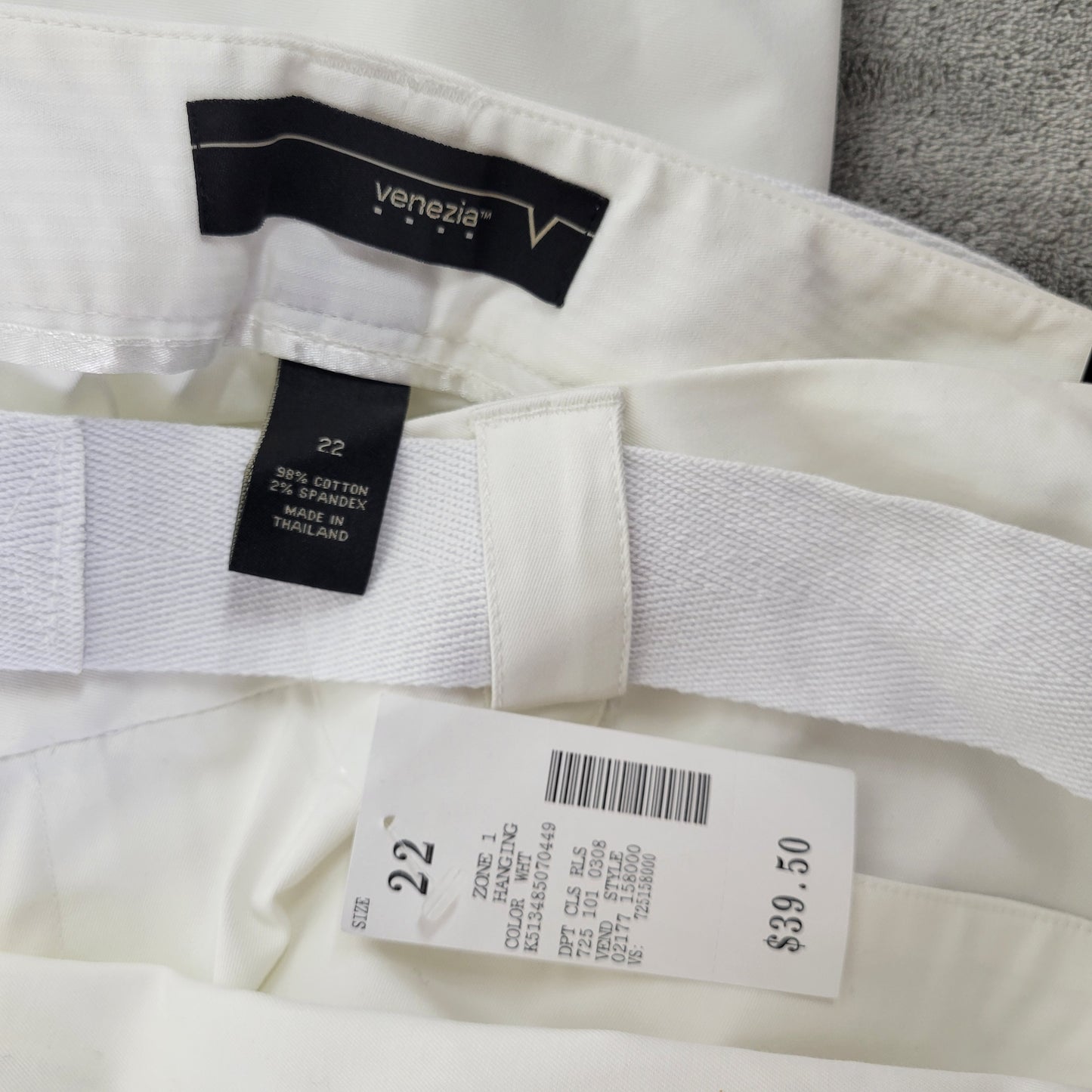 Venezia Lane Bryant White Capri Pants Plus Size 22 Belted Cotton Stretch CAP42E