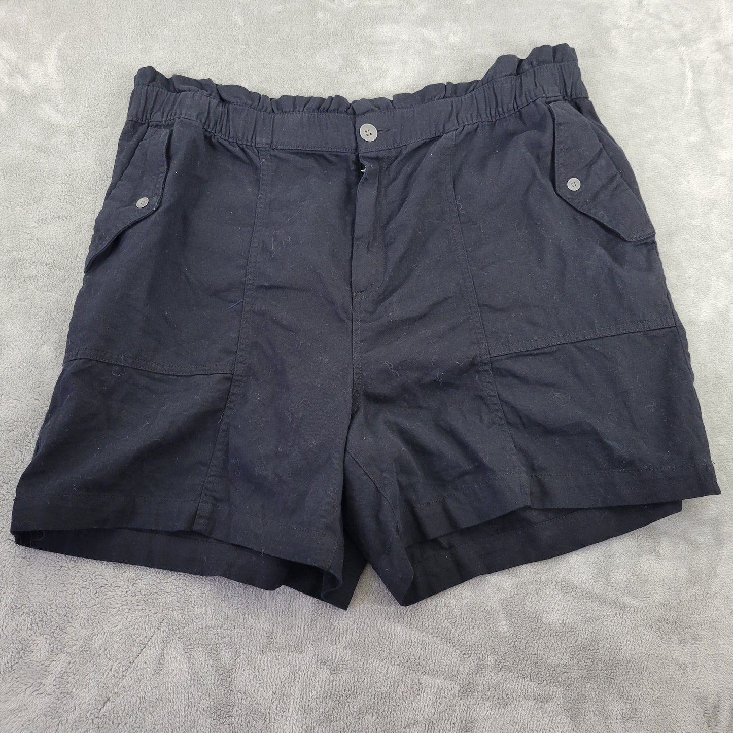 Old Navy Women XL Black Paperbag Waist Shorts 100% Cotton Elastic BLA84E