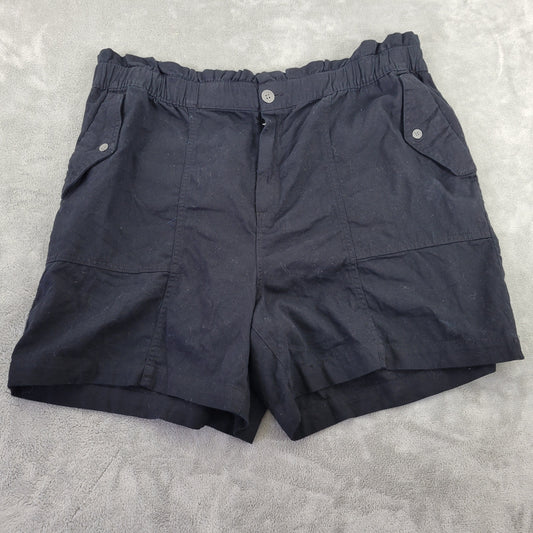 Old Navy Women XL Black Paperbag Waist Shorts 100% Cotton Elastic BLA84E