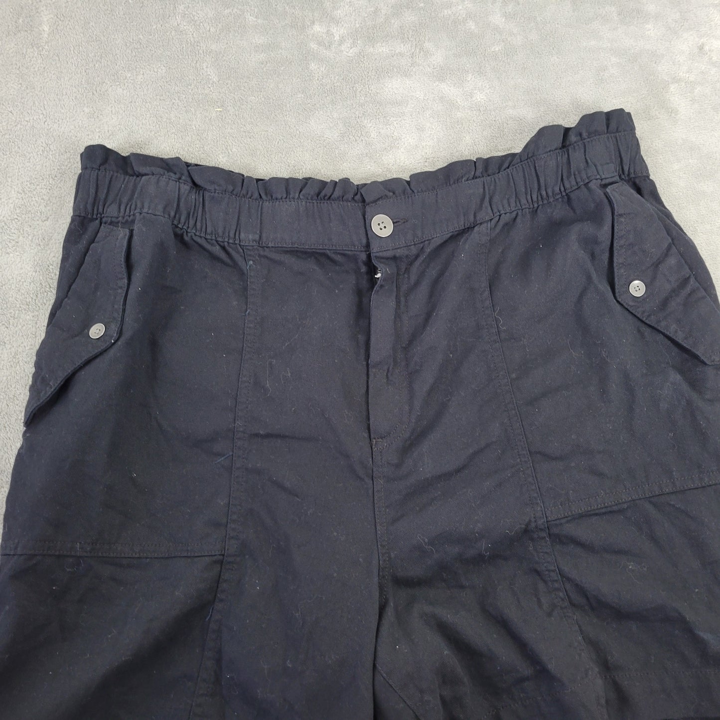 Old Navy Women XL Black Paperbag Waist Shorts 100% Cotton Elastic BLA84E