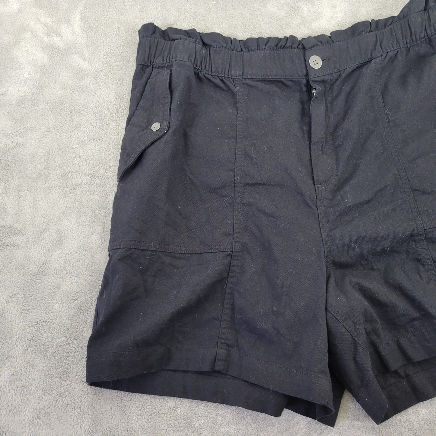 Old Navy Women XL Black Paperbag Waist Shorts 100% Cotton Elastic BLA84E