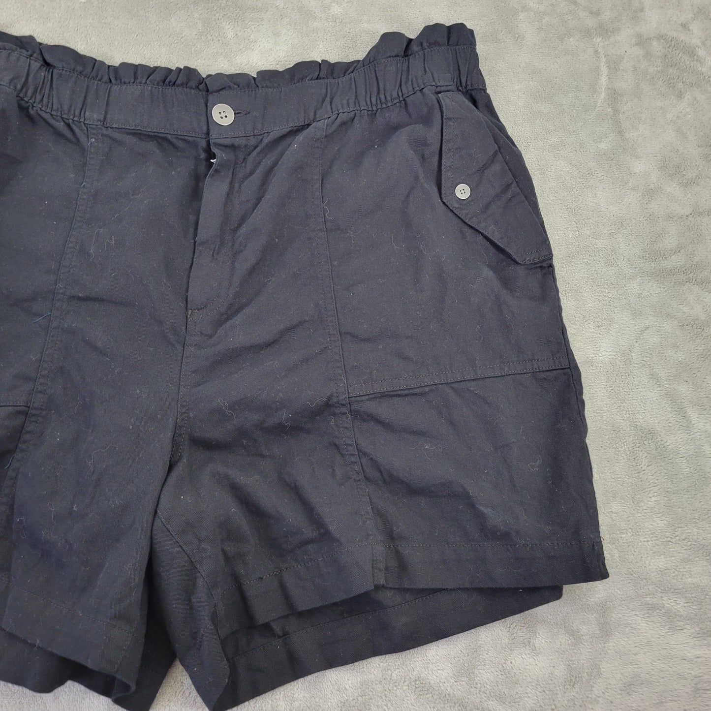 Old Navy Women XL Black Paperbag Waist Shorts 100% Cotton Elastic BLA84E
