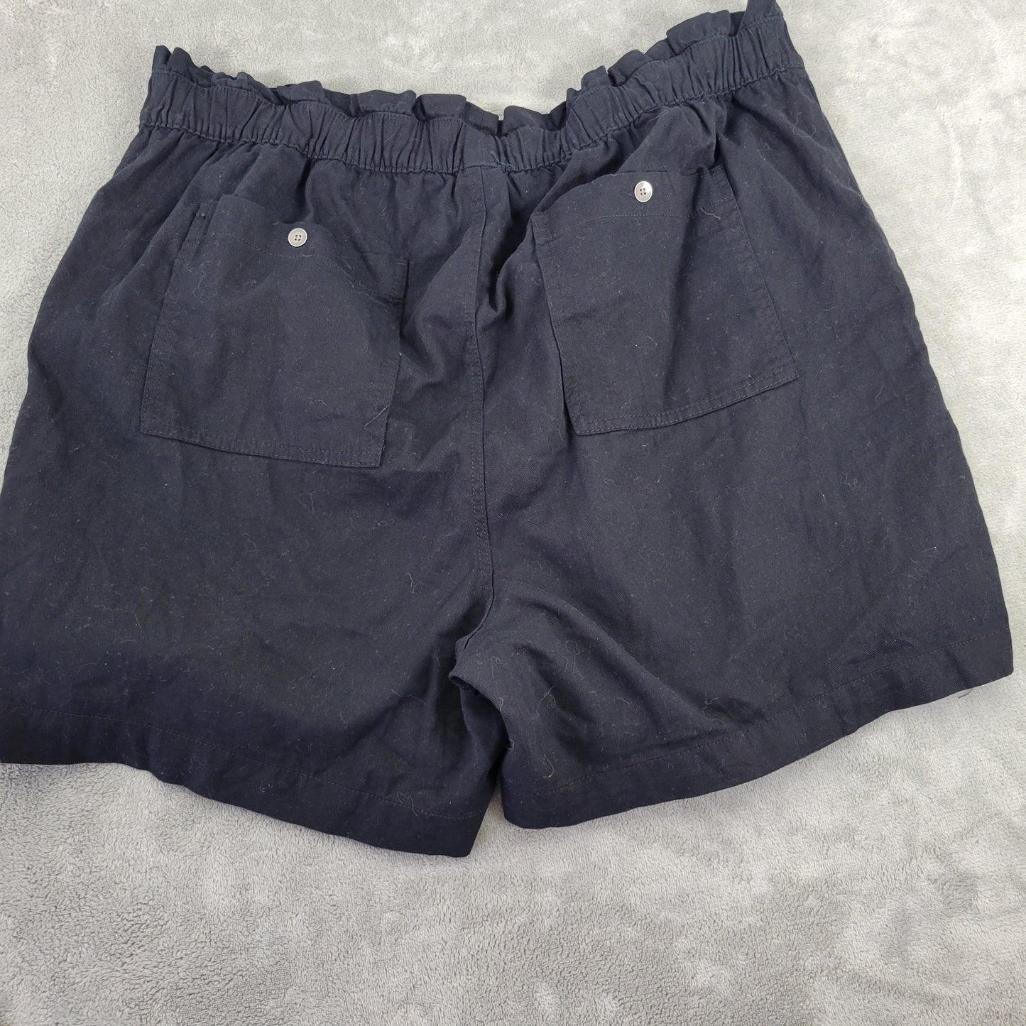 Old Navy Women XL Black Paperbag Waist Shorts 100% Cotton Elastic BLA84E