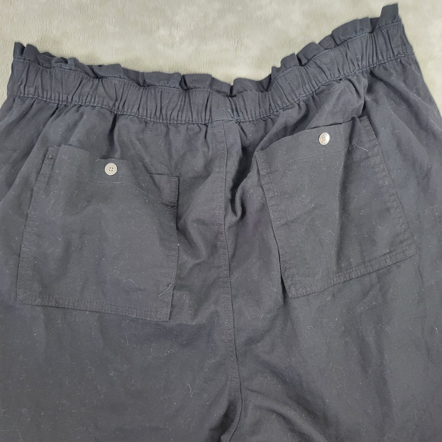 Old Navy Women XL Black Paperbag Waist Shorts 100% Cotton Elastic BLA84E