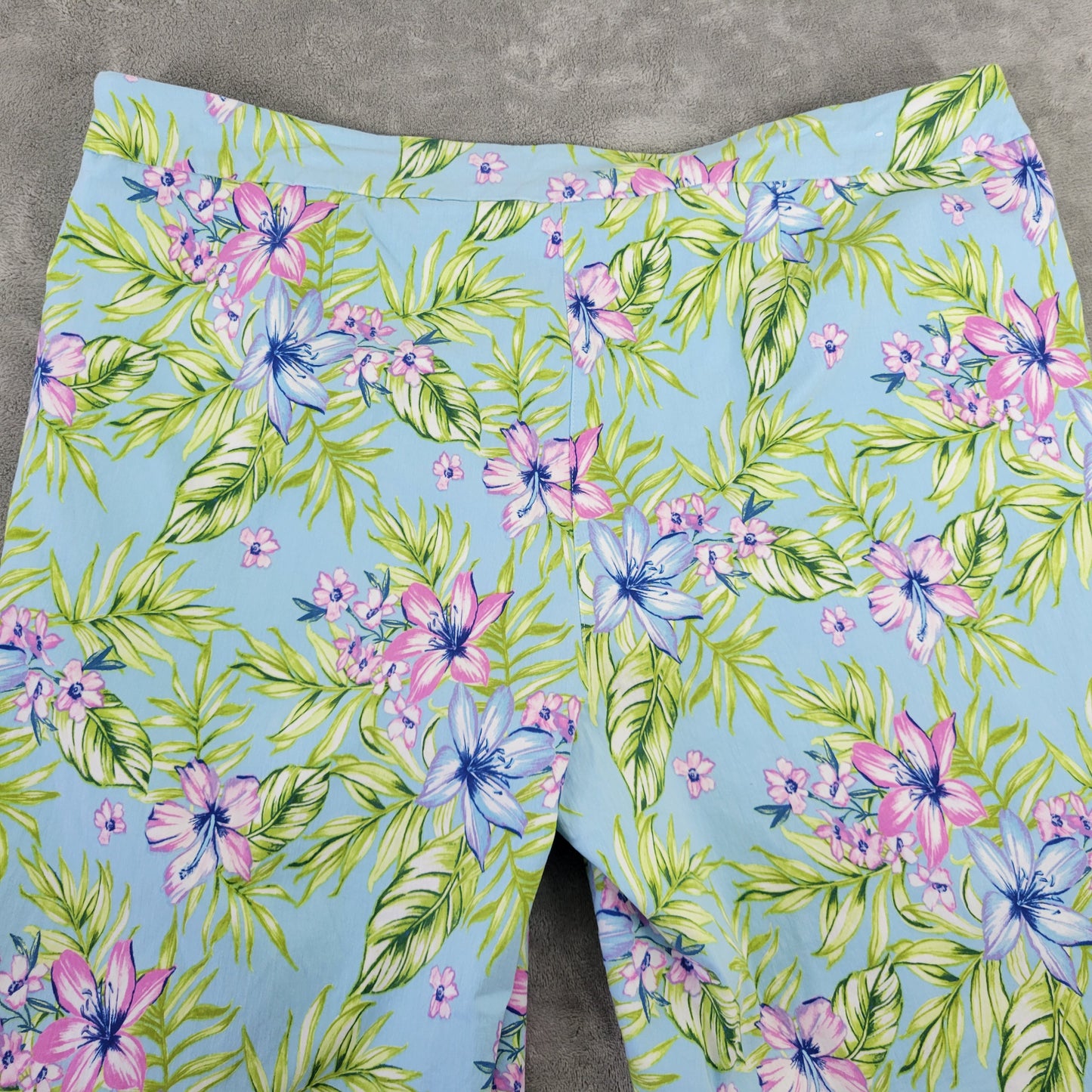 Coral Bay Women 24W Shorts Blue Purple Floral Pull On Stretch 10" Inseam FLO247E