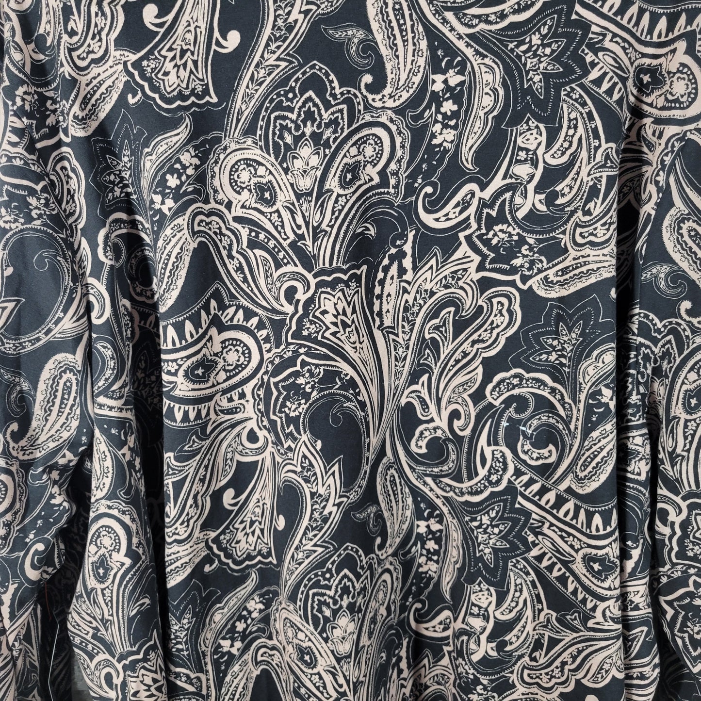 Catherines 4X Suprema Top Black Gray Paisley 3/4 Sleeve Cotton Blend PAI55E
