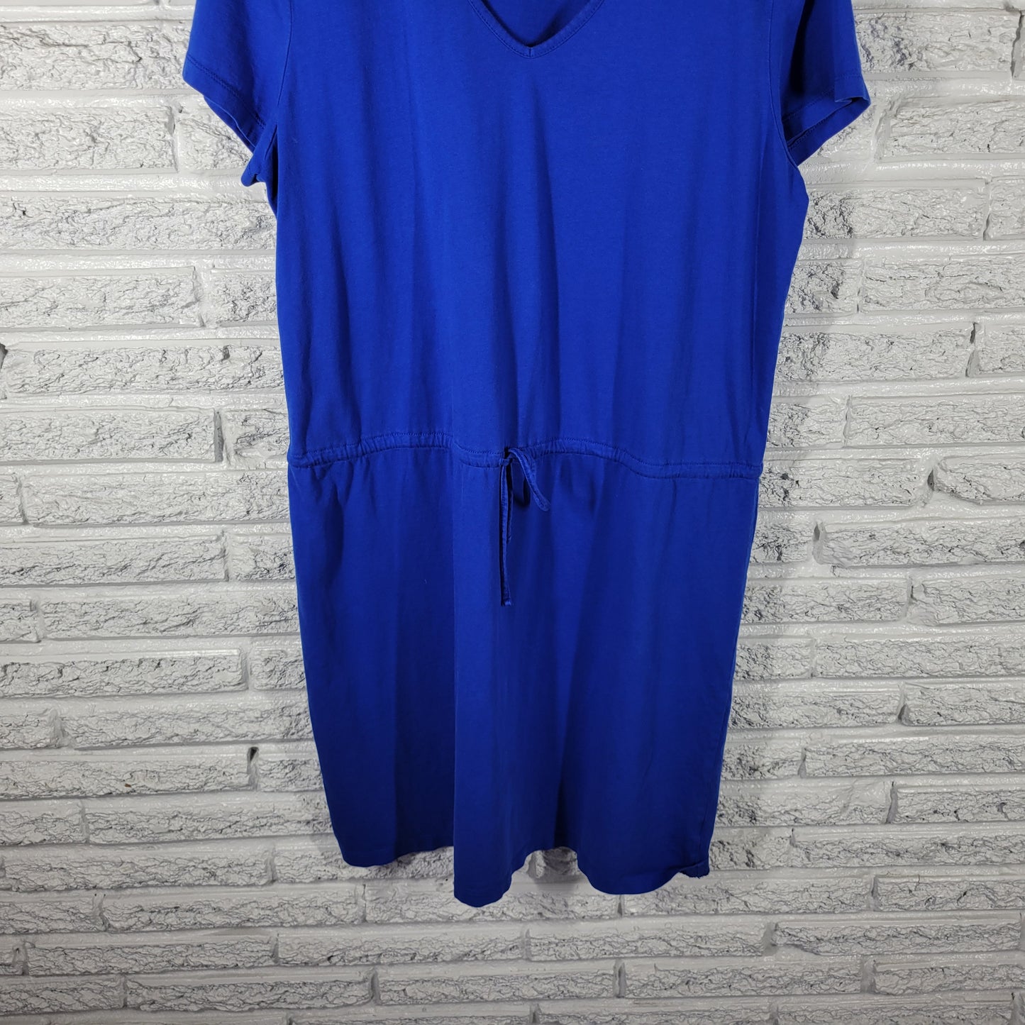 Kim Rogers Women XL Blue Mini Dress 100% Cotton V-Neck Short Sleeve BLU2E