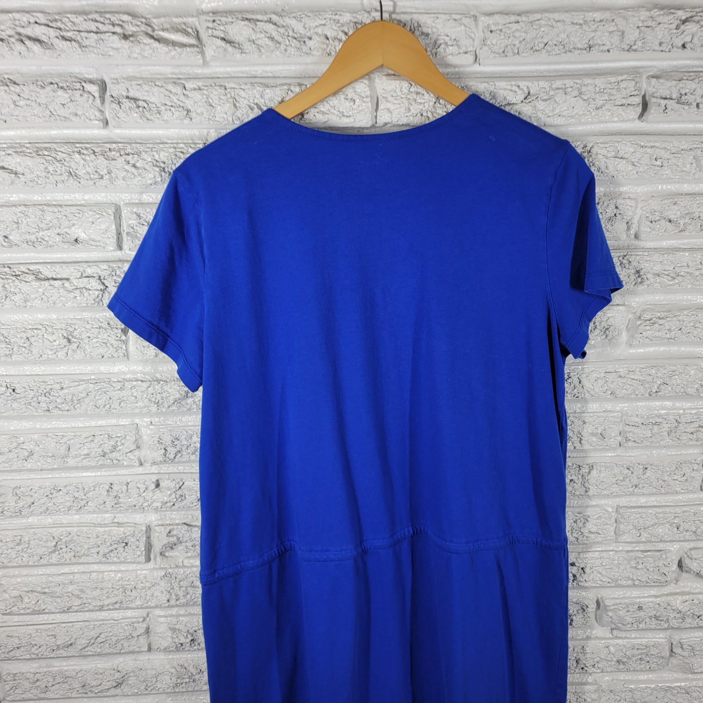 Kim Rogers Women XL Blue Mini Dress 100% Cotton V-Neck Short Sleeve BLU2E
