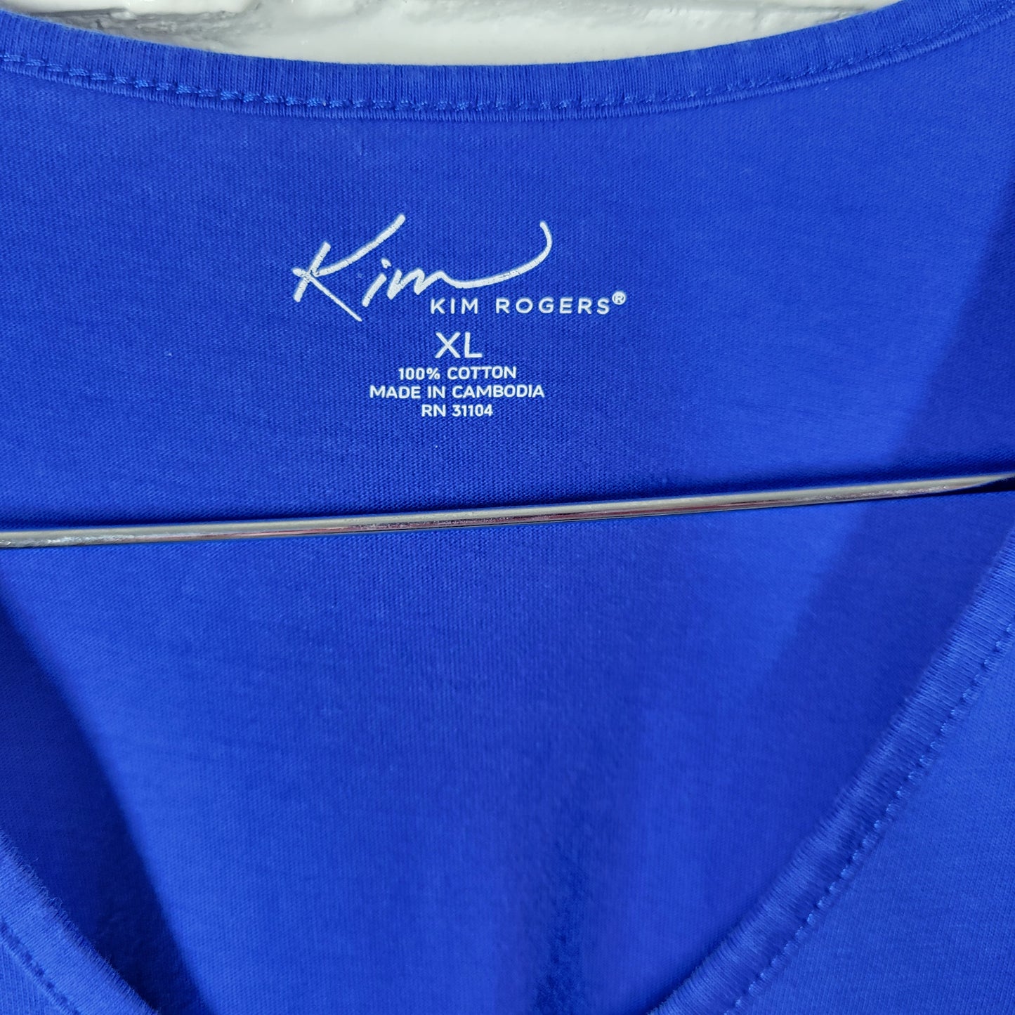 Kim Rogers Women XL Blue Mini Dress 100% Cotton V-Neck Short Sleeve BLU2E