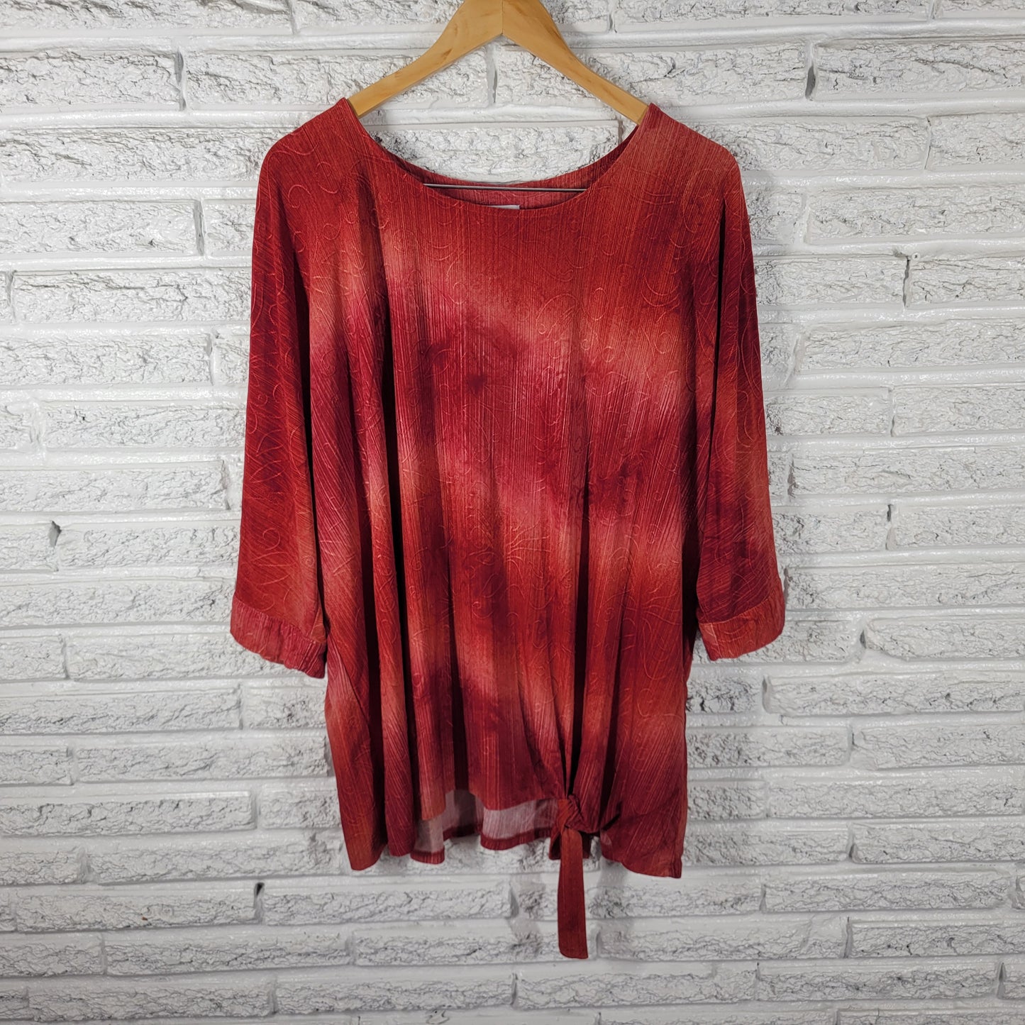 Avenue Women's Plus Size 22/24 Top Embroidered Tie Front Dolman Sleeve B11E