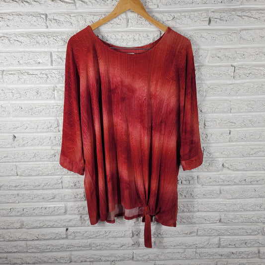 Avenue Women's Plus Size 22/24 Top Embroidered Tie Front Dolman Sleeve B11E