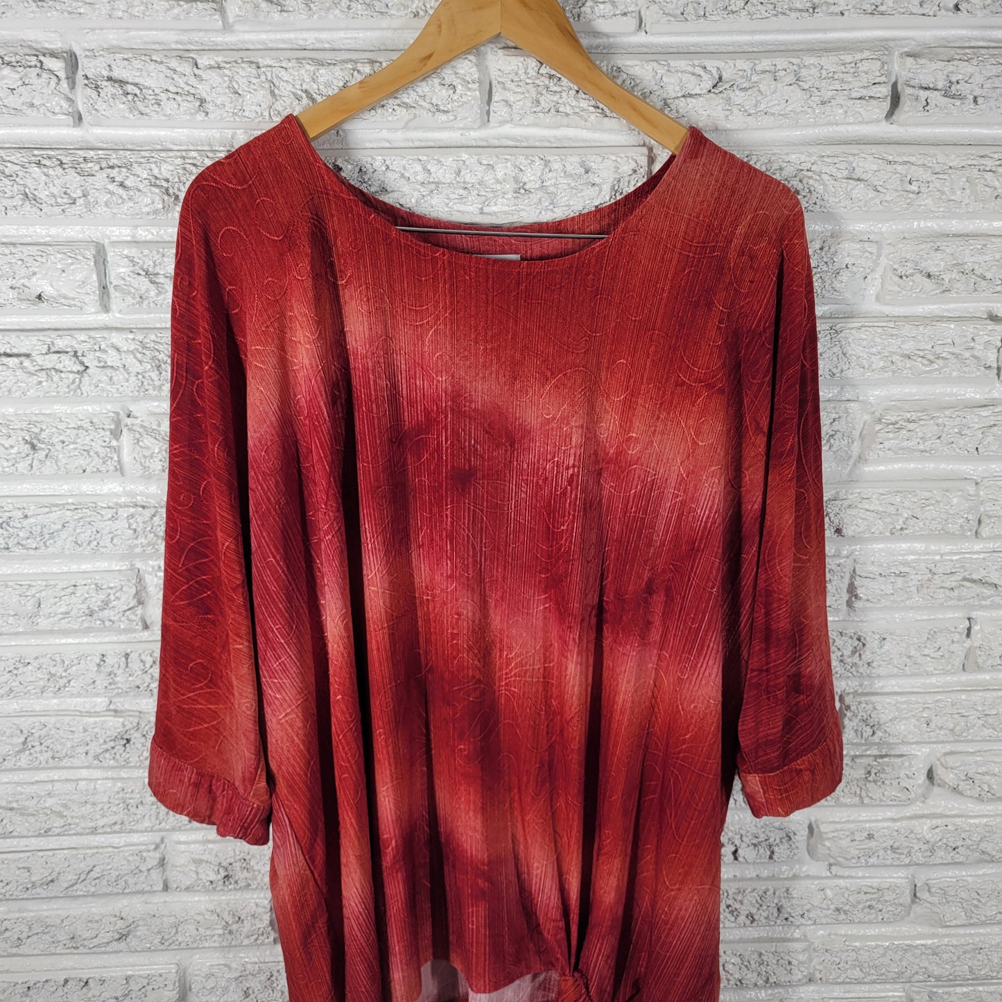 Avenue Women's Plus Size 22/24 Top Embroidered Tie Front Dolman Sleeve B11E