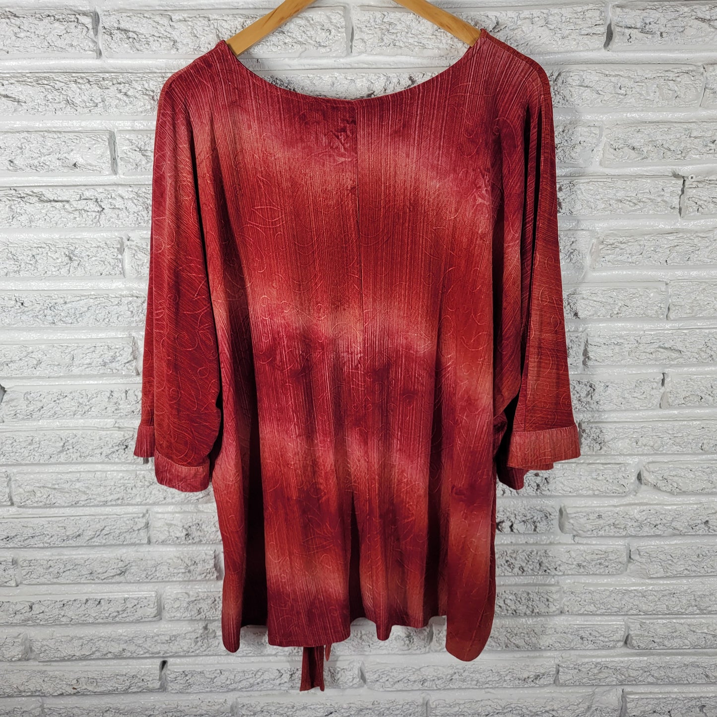 Avenue Women's Plus Size 22/24 Top Embroidered Tie Front Dolman Sleeve B11E