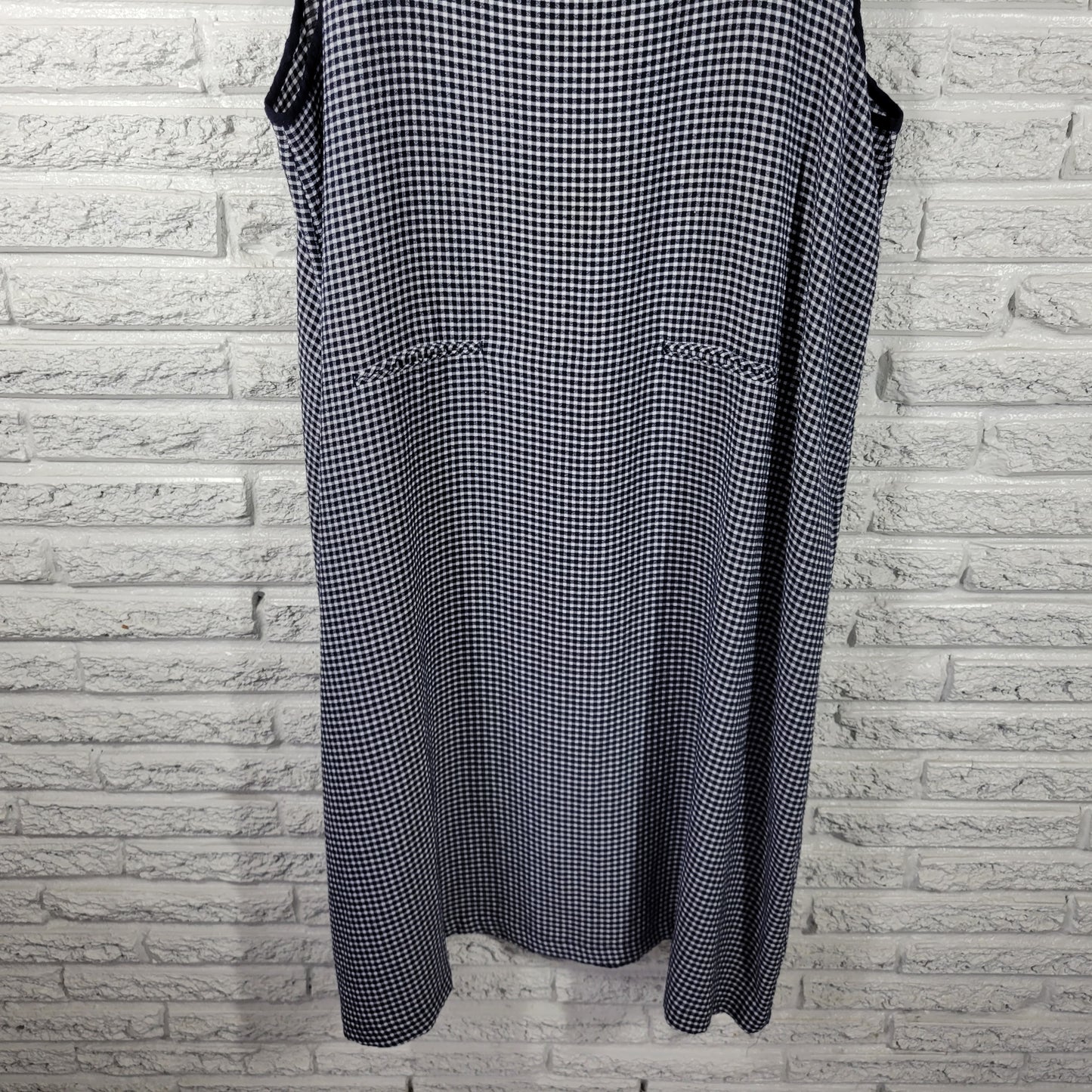 CJ Banks Women 20W Dress Gingham Blue White Seersucker Sleeveless PLA58E