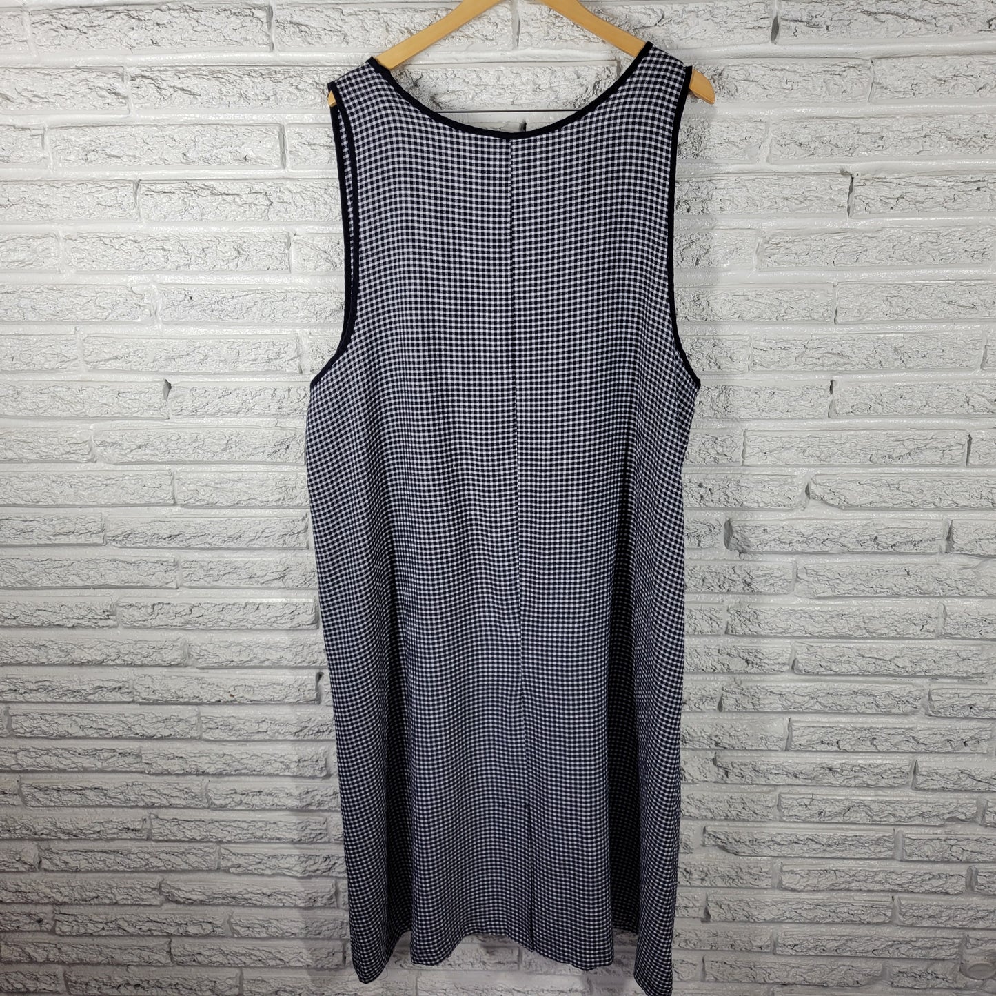 CJ Banks Women 20W Dress Gingham Blue White Seersucker Sleeveless PLA58E
