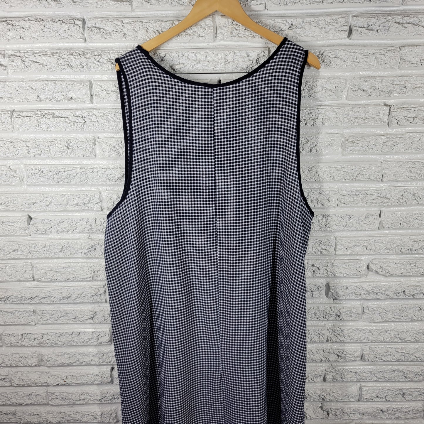 CJ Banks Women 20W Dress Gingham Blue White Seersucker Sleeveless PLA58E
