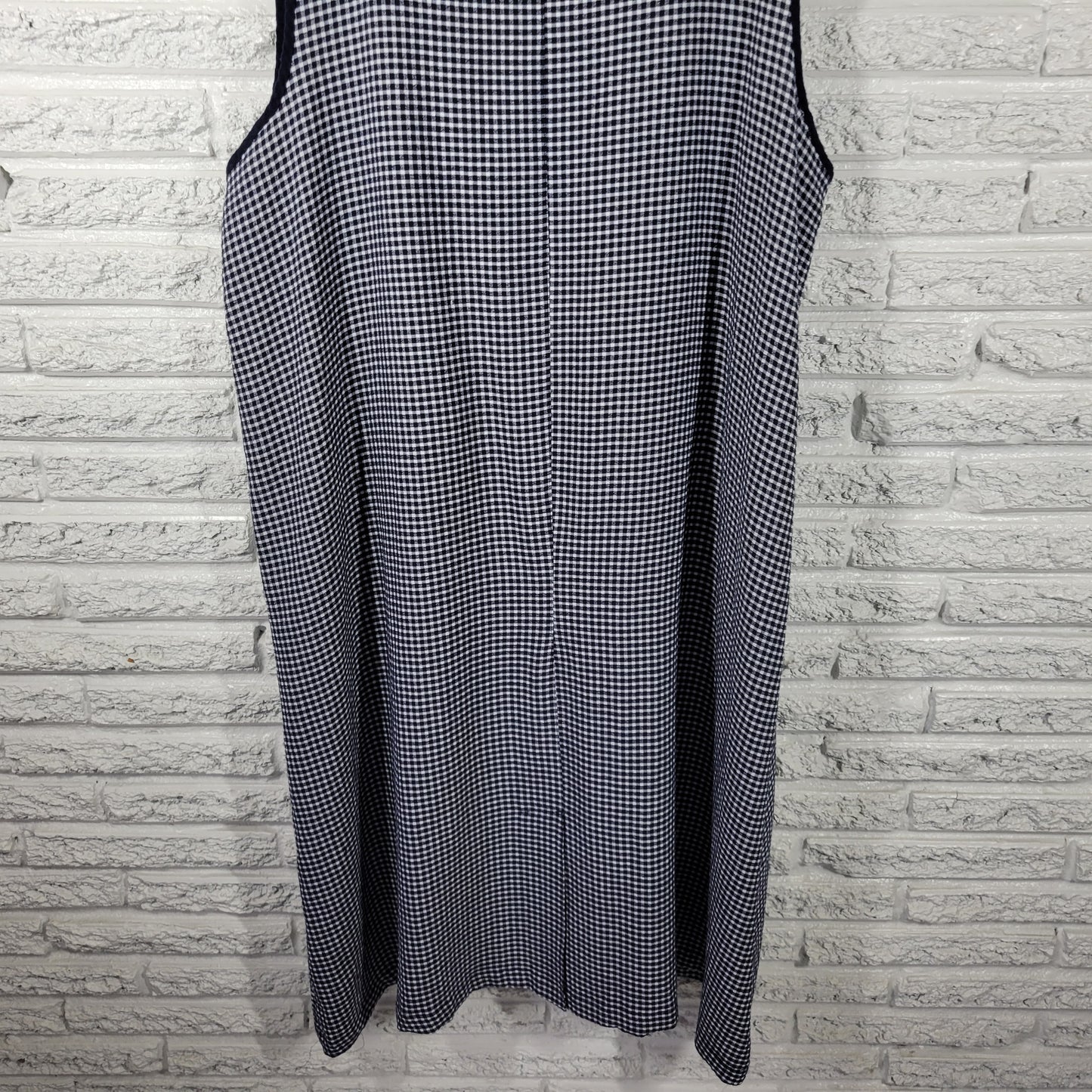 CJ Banks Women 20W Dress Gingham Blue White Seersucker Sleeveless PLA58E