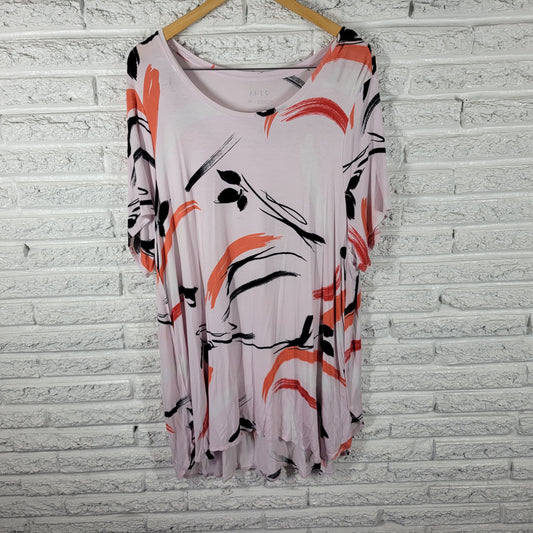 Apt 9 Women 3X Tunic Mini Dress Orange Black Watercolor Short Sleeve WAT26E