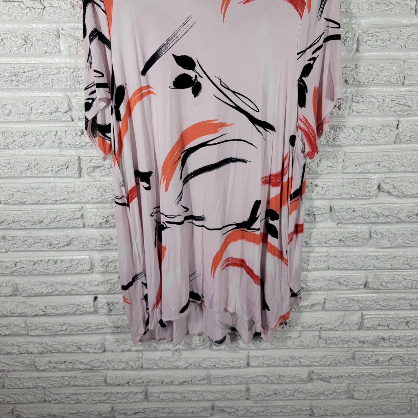 Apt 9 Women 3X Tunic Mini Dress Orange Black Watercolor Short Sleeve WAT26E
