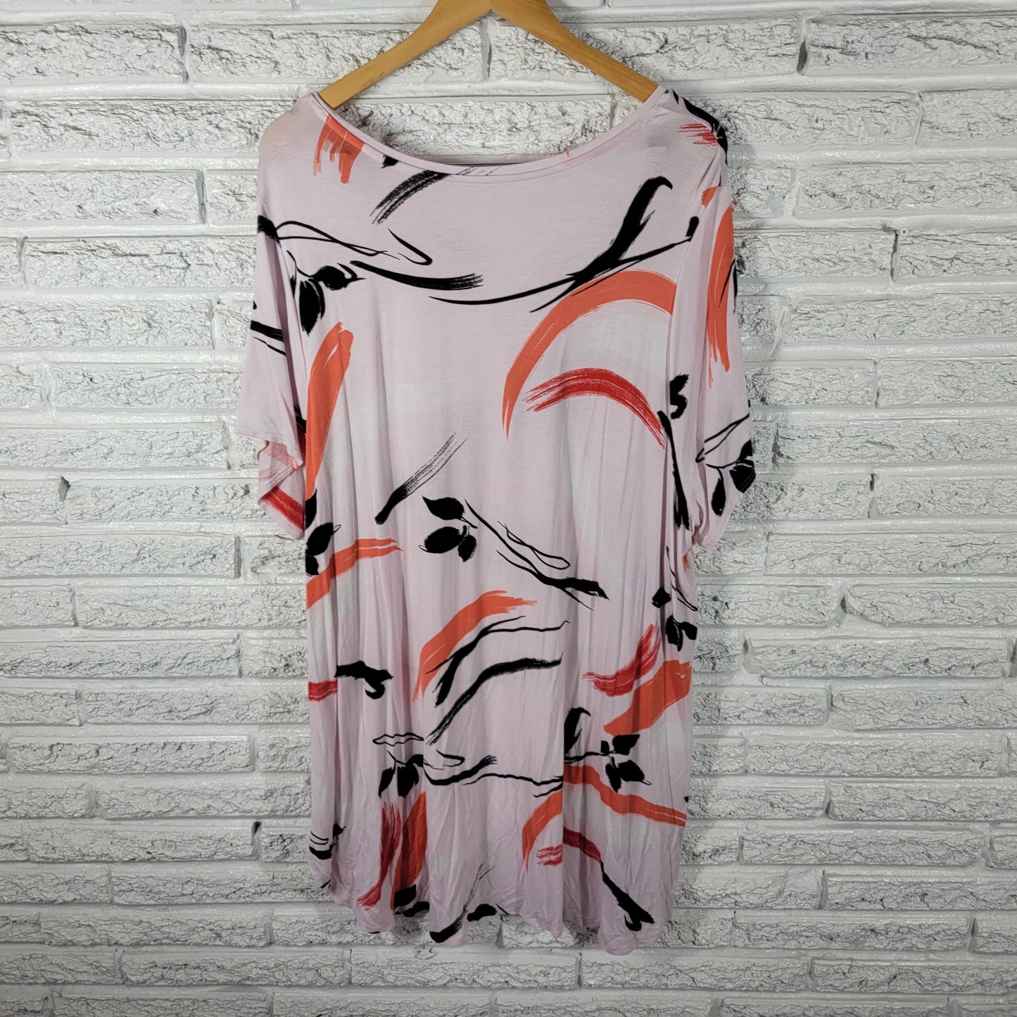 Apt 9 Women 3X Tunic Mini Dress Orange Black Watercolor Short Sleeve WAT26E