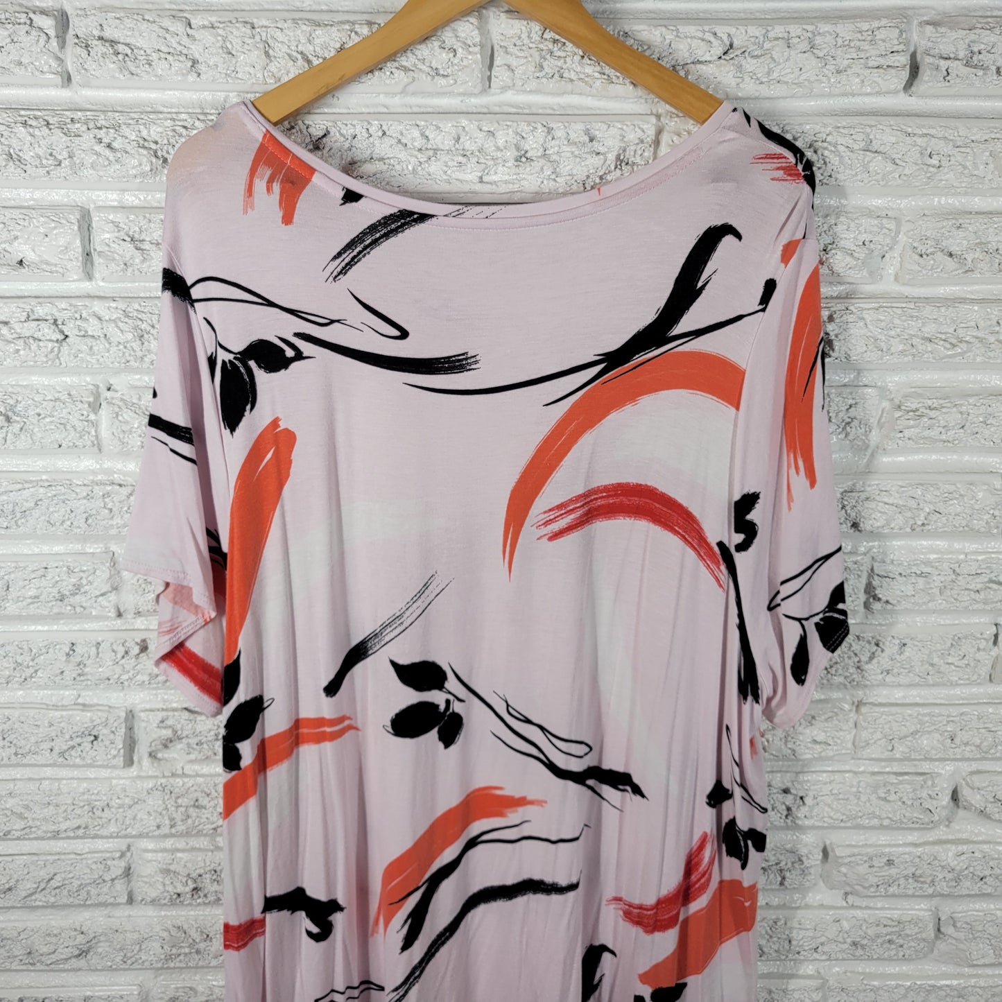 Apt 9 Women 3X Tunic Mini Dress Orange Black Watercolor Short Sleeve WAT26E