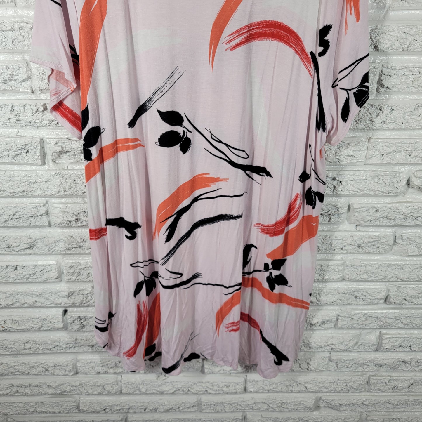 Apt 9 Women 3X Tunic Mini Dress Orange Black Watercolor Short Sleeve WAT26E
