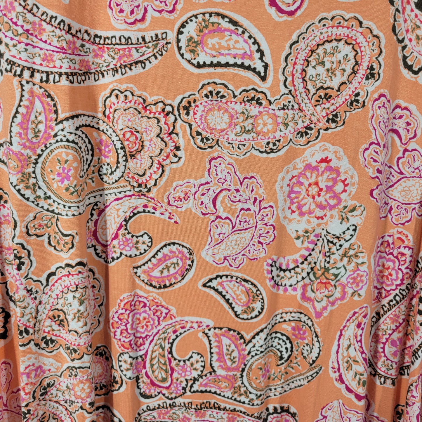 Croft & Barrow Women's XXL Tank Top Orange Pink Paisley Pintuck PAI17E