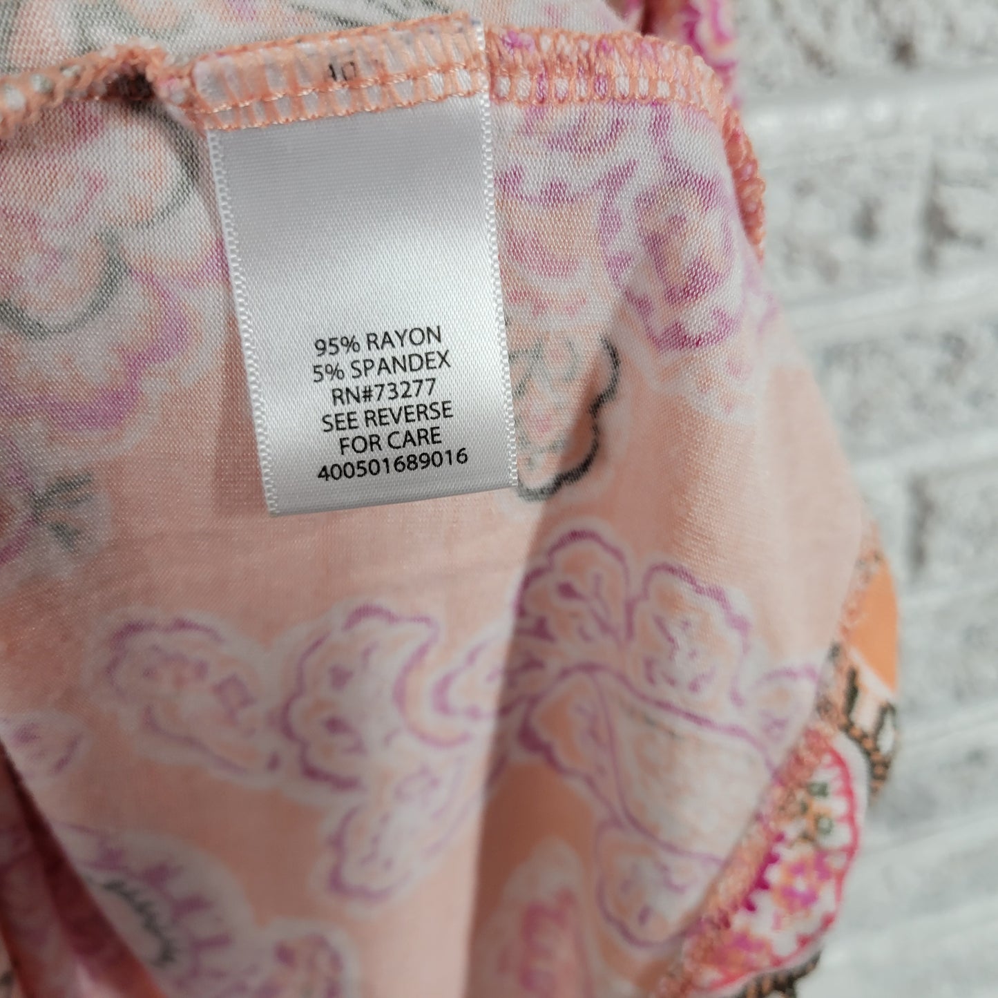 Croft & Barrow Women's XXL Tank Top Orange Pink Paisley Pintuck PAI17E