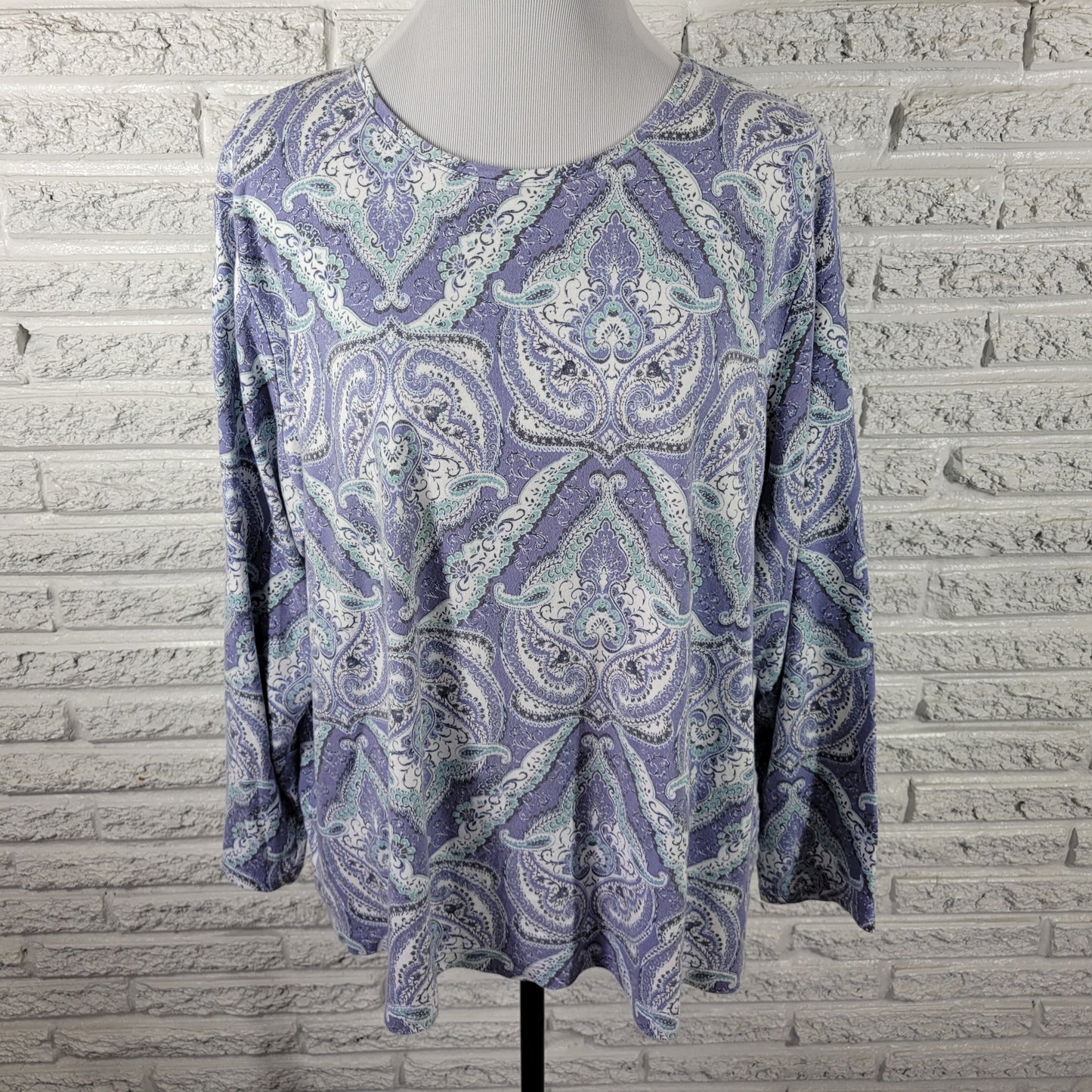 Croft & Barrow Women's Plus Size 2X Tee Periwinkle Blue Paisley PAI53E