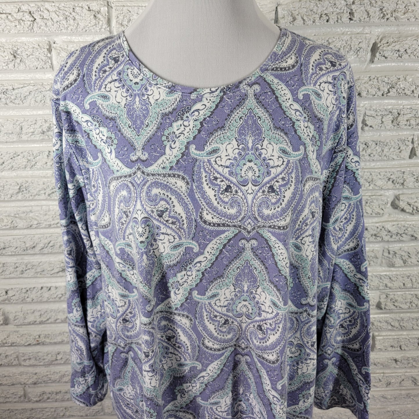 Croft & Barrow Women's Plus Size 2X Tee Periwinkle Blue Paisley PAI53E