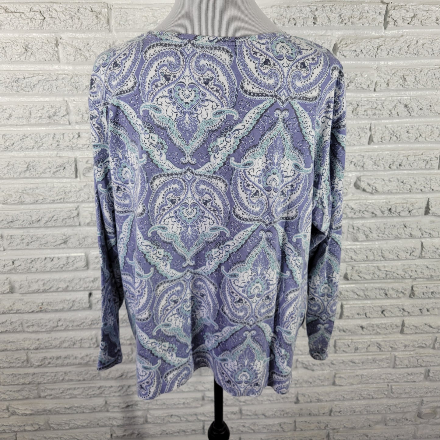Croft & Barrow Women's Plus Size 2X Tee Periwinkle Blue Paisley PAI53E