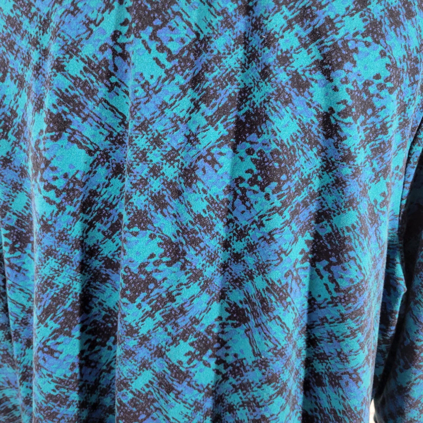 Catherines Suprema Women's Plus Size 2X Top Blue Geometric 3/4 Sleeve GEO197E