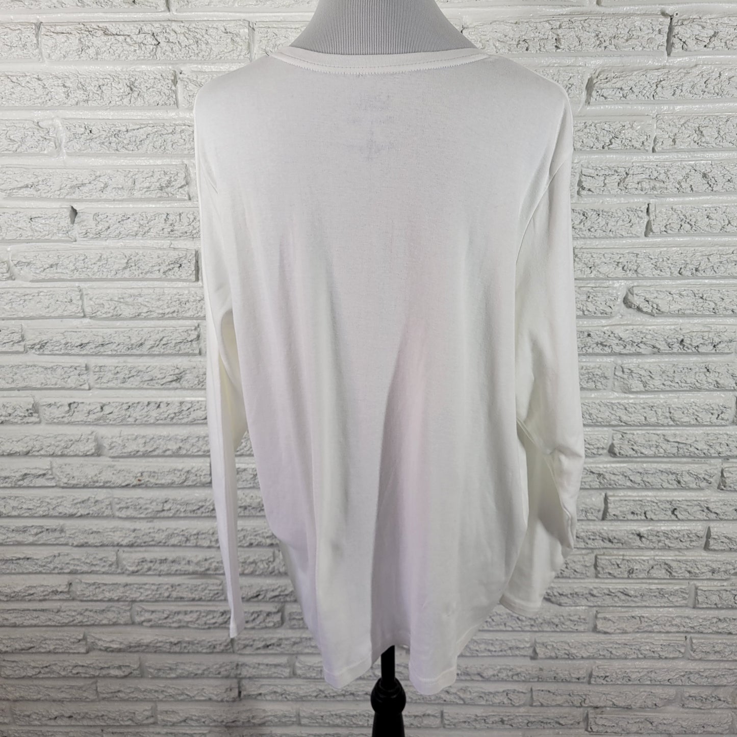 Croft & Barrow Women 2X Classic Tee White Long Sleeve 100% Cotton WHI11E