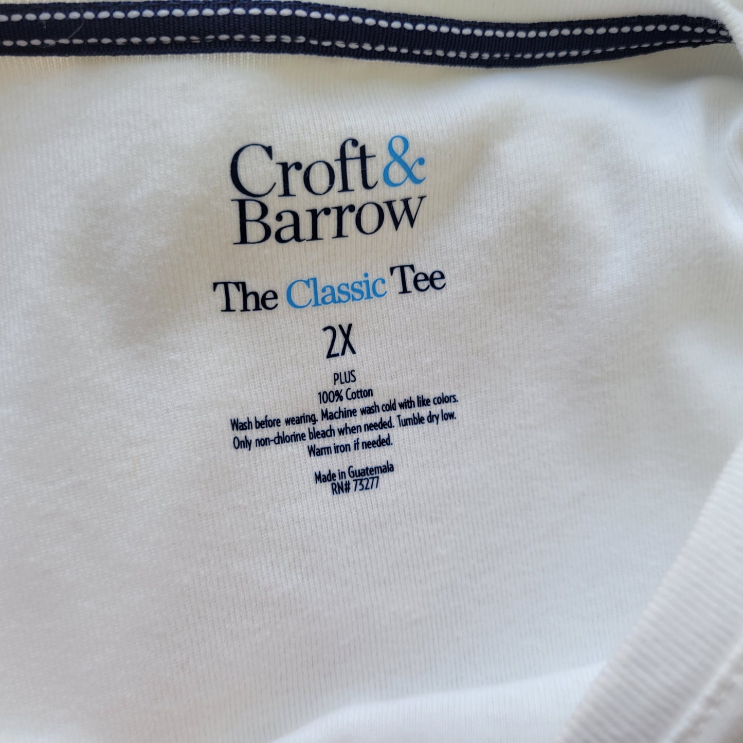 Croft & Barrow Women 2X Classic Tee White Long Sleeve 100% Cotton WHI11E