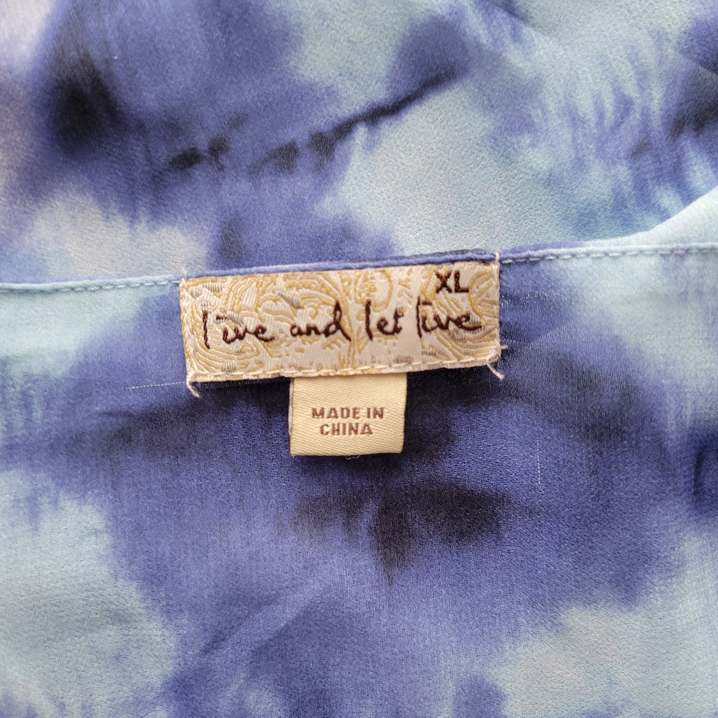 One World Live Let Live Women XL Blue Tie Dye Studded Sleeveless Top TIE27E