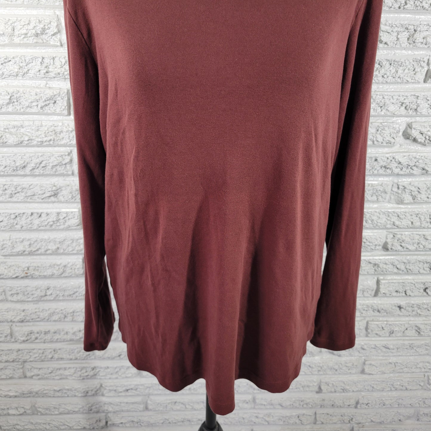 Chicos XL Brown Long Sleeve Tee Womens Pullover Crew Neck Knit Basic BRO34E