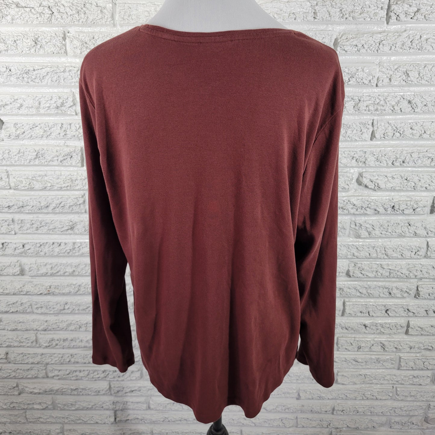 Chicos XL Brown Long Sleeve Tee Womens Pullover Crew Neck Knit Basic BRO34E