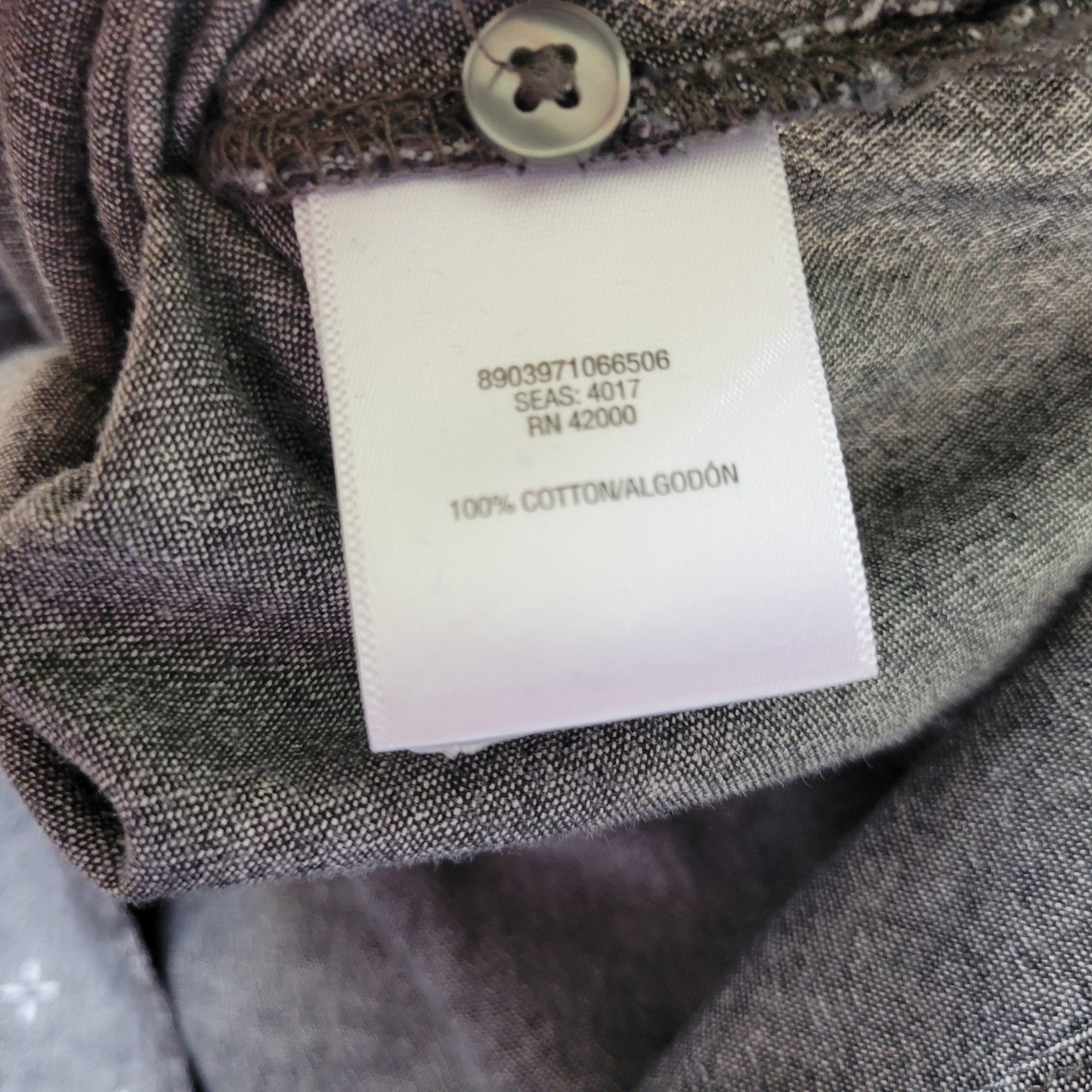 Basic Editions Women XL Gray Top V-Neck 100% Cotton Long Sleeve Button GRA16E
