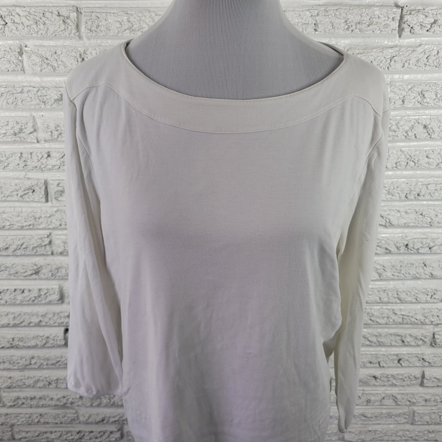 Talbots XL White Tee Long Sleeve Rayon Spandex Stretch Top Soft Basic WHI28E