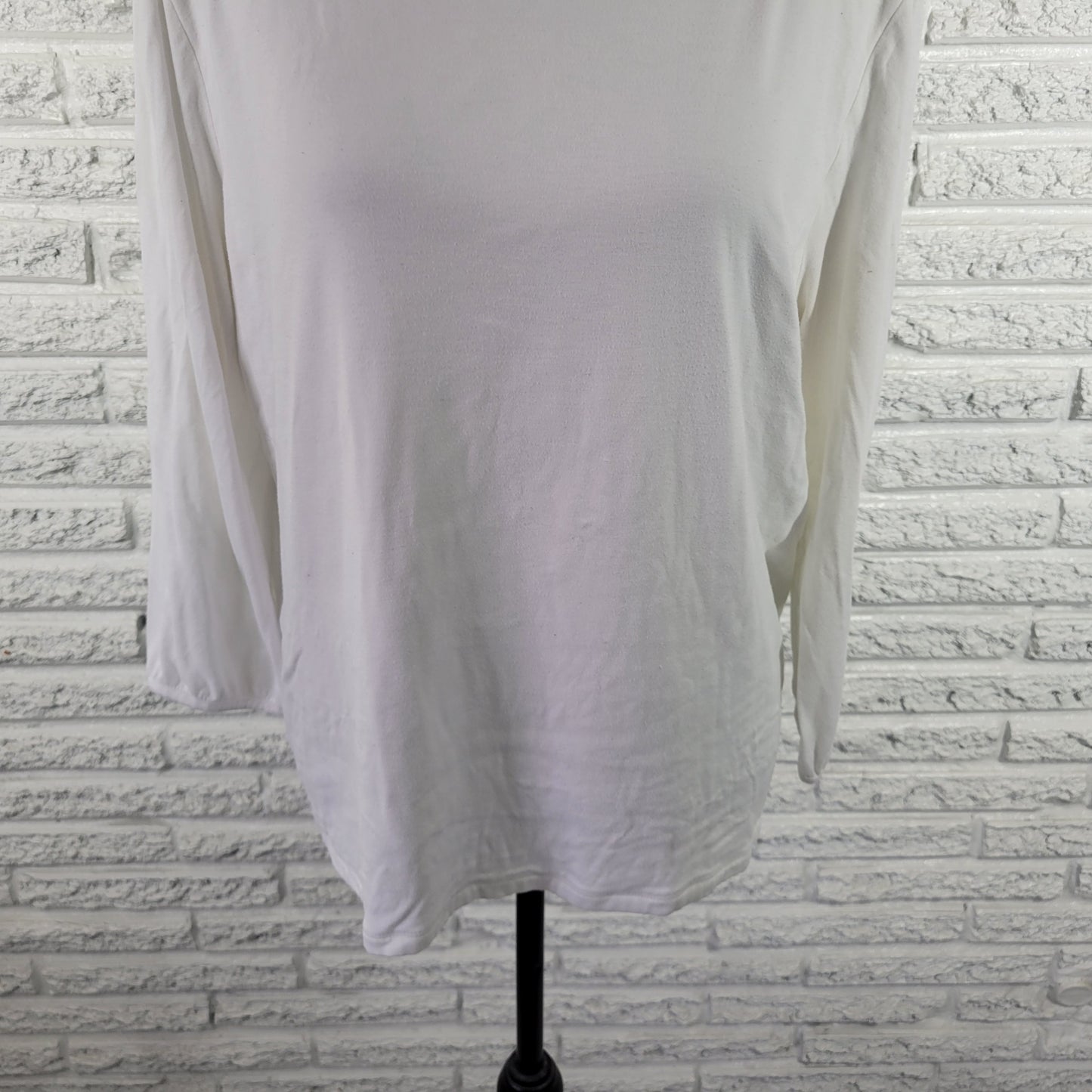 Talbots XL White Tee Long Sleeve Rayon Spandex Stretch Top Soft Basic WHI28E