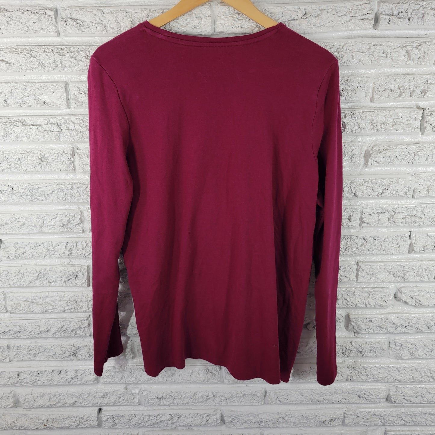 Kim Rogers Women's XL Long Sleeve Tee Burgundy Pumpkin Patch Cotton NOV111XE