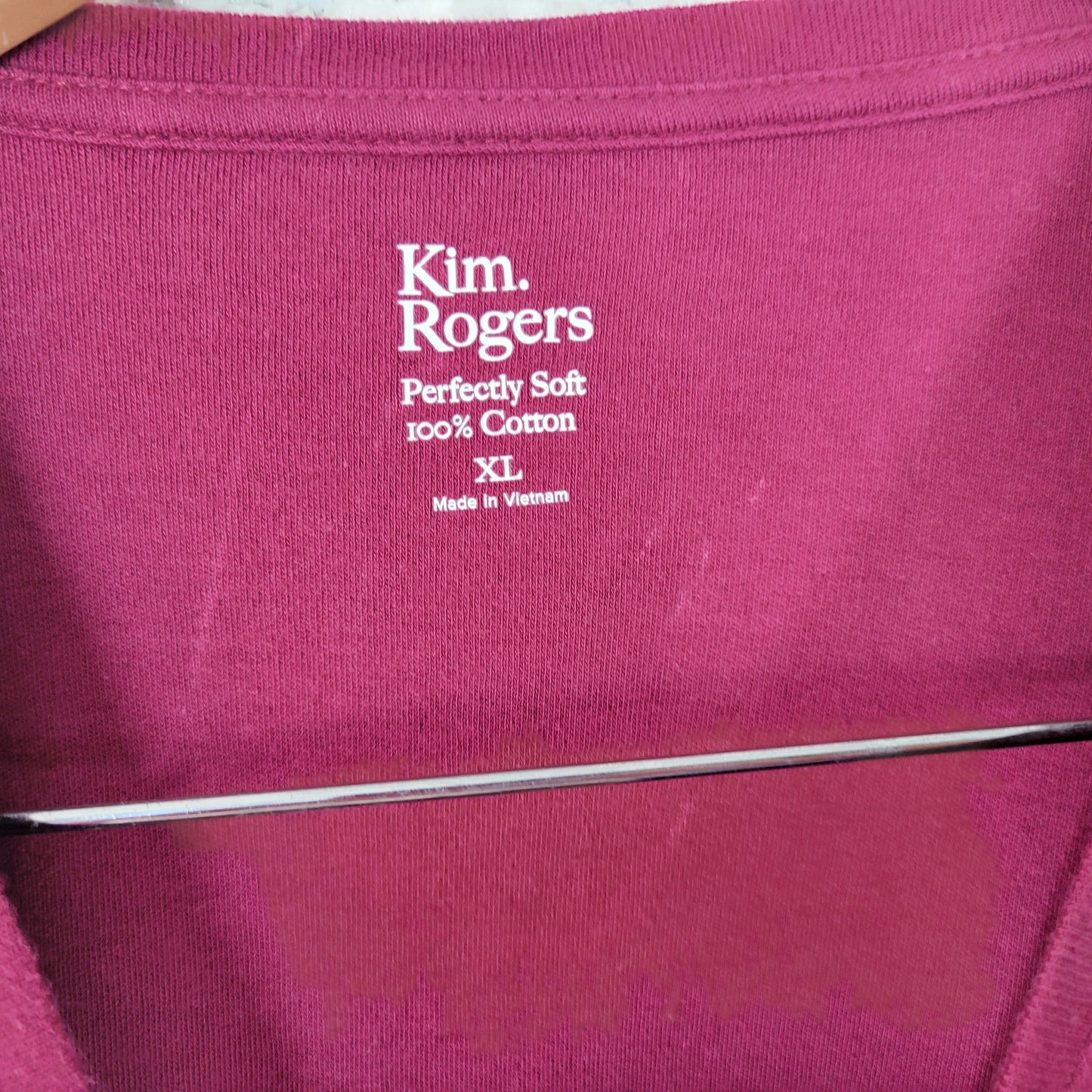 Kim Rogers Women's XL Long Sleeve Tee Burgundy Pumpkin Patch Cotton NOV111XE