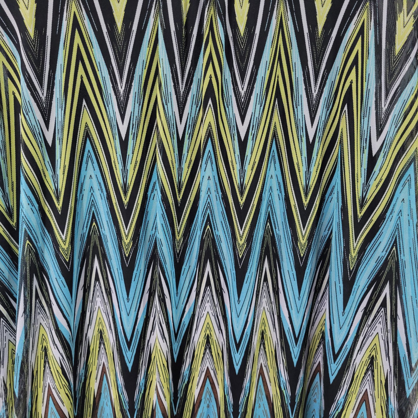 Catherines Women's 3X Tunic Blue Green Zig Zag Mesh Pullover Blouse GEO273E