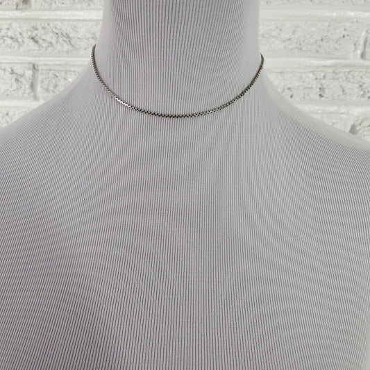 925 Sterling Silver Box Chain Necklace 16" Thin Dainty Choker Italy N21E