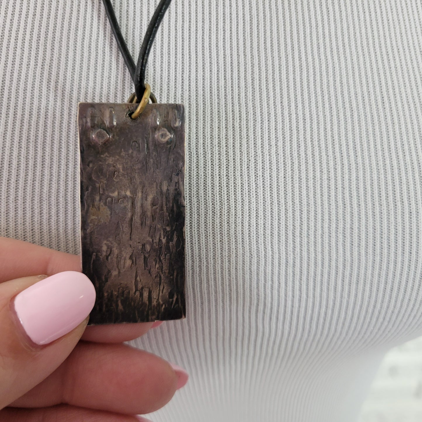 Artisan AS Signed Mixed Boho Chic Pendant Leather Cord Necklace 26-28"